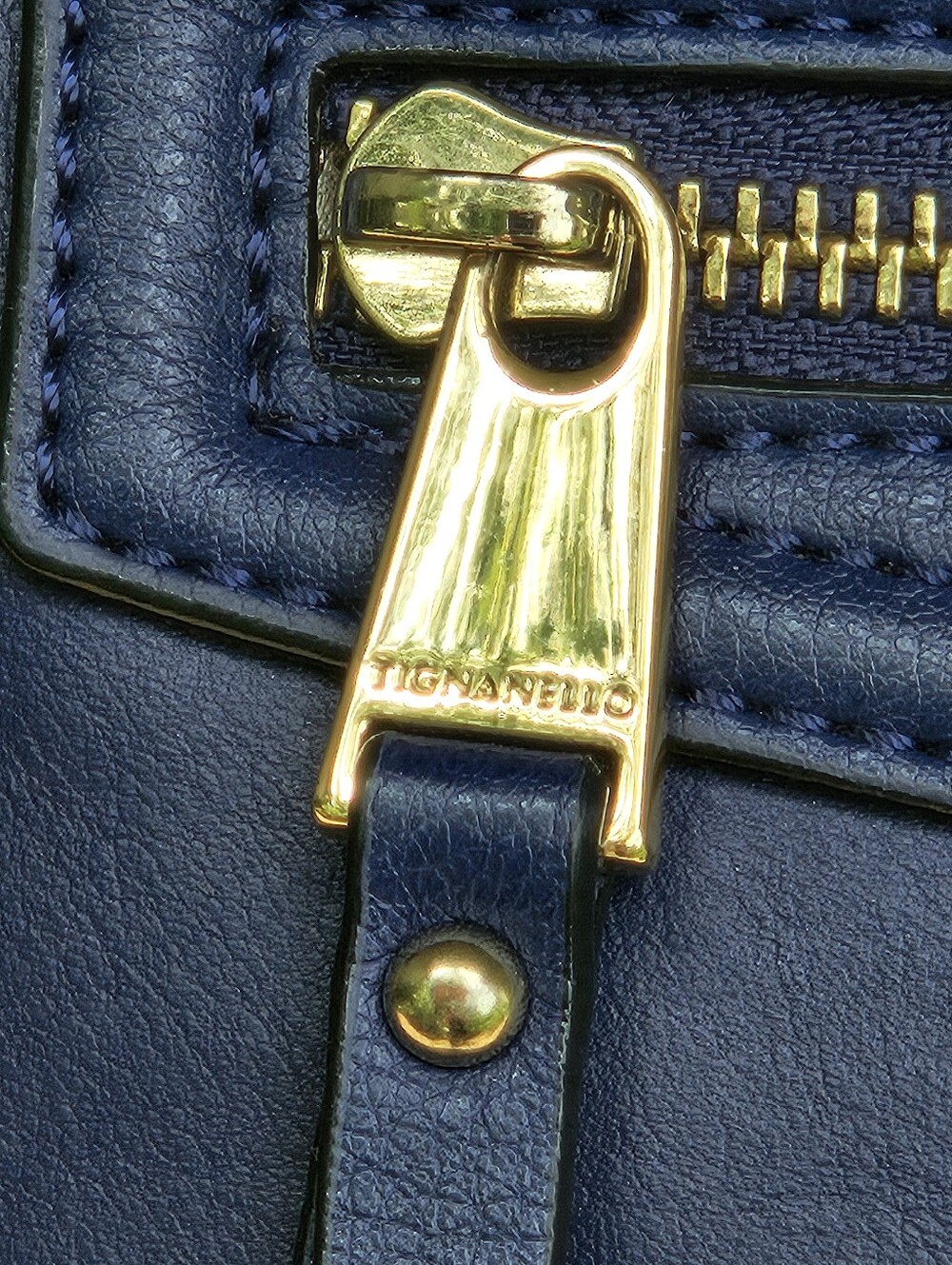Tiganello Blue Leather Crossbody Bag - Picture 3 of 8